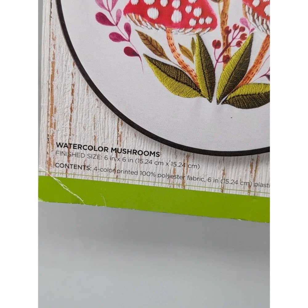 Bucilla Stamped Embroidery Kit Watercolor Mushrooms Nature‎ Sealed New MCM Craft